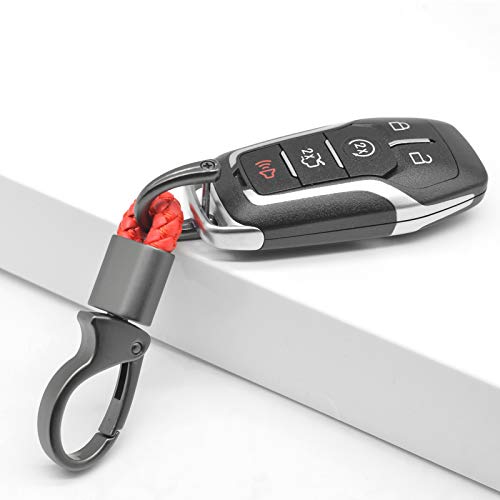 EYANBIS Car Key Fob Keychains Leather Holder Key Chain Sturdy Metal with D-Ring for Men and Women 2 Pack, 1 Pack Black & 1 Pack Red, 360 Degree Rotatable, with Screwdriver - Image 5